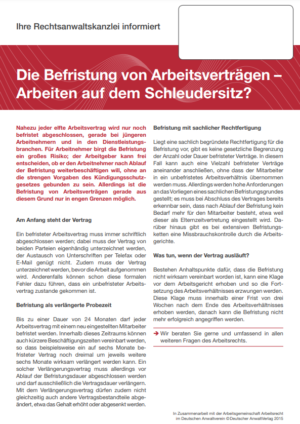 Die Befristung von Arbeitsverträgen - Rechtsanwaltskanzlei Andreas Hebestreit